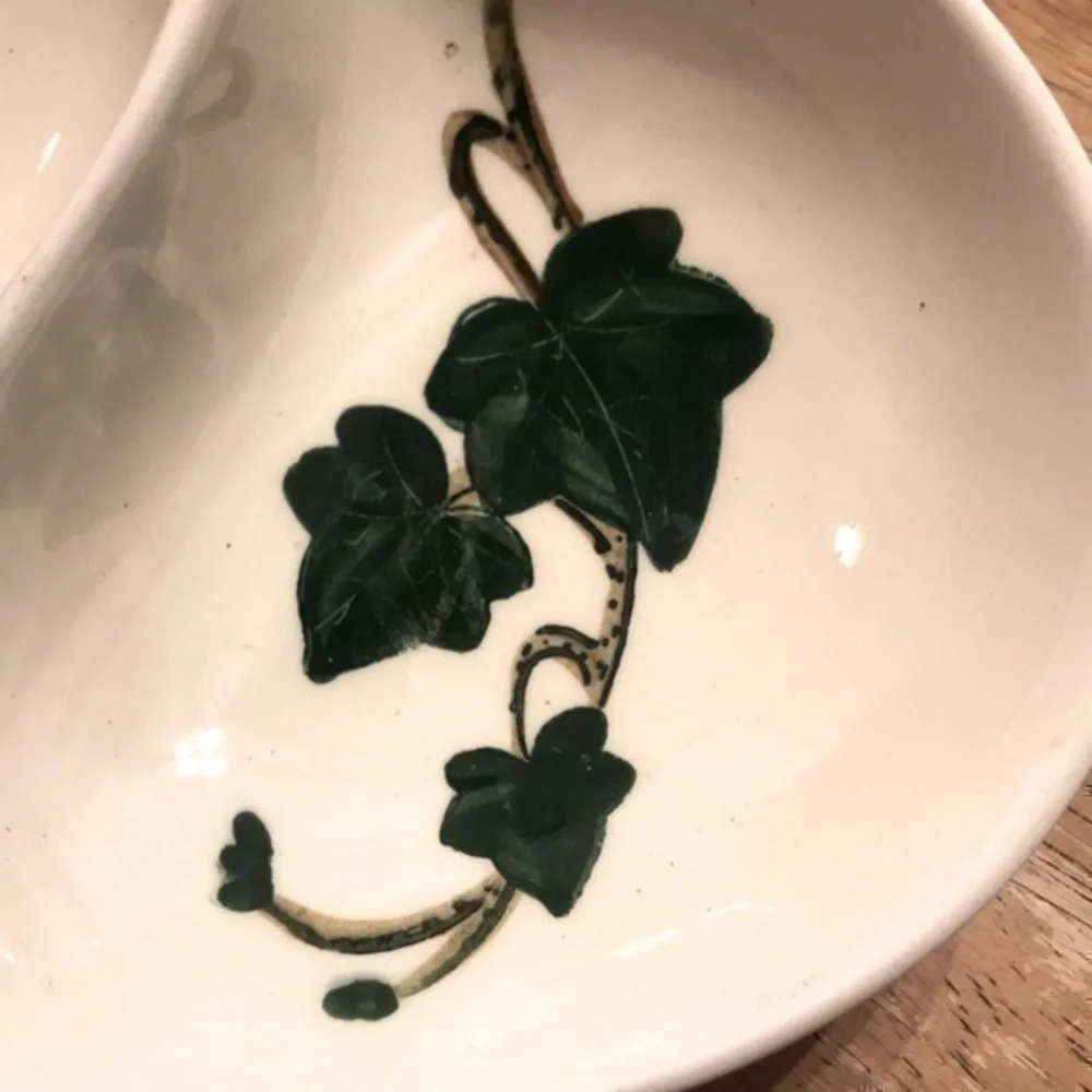 Vintage Metlox Poppytrail Divided Dish California Ivy Pattern Hand Painted 7.5”